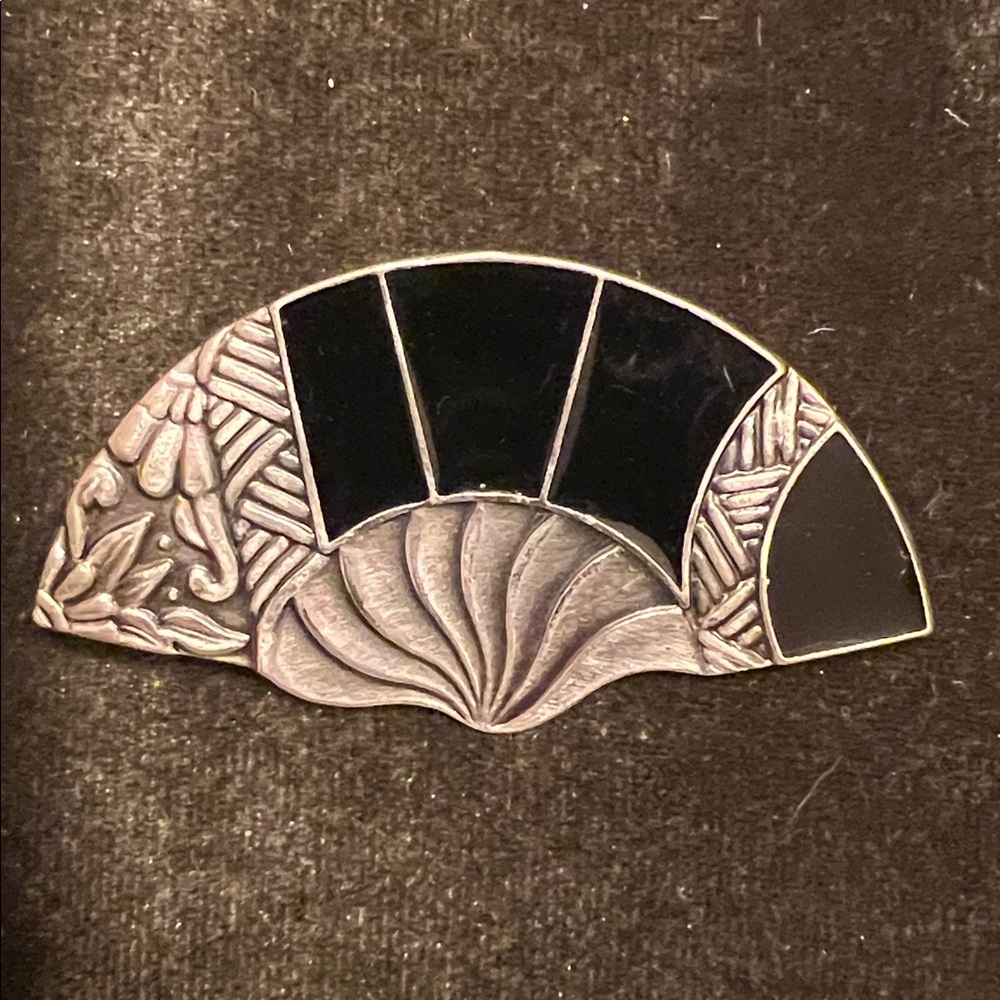Duri Signed Brooch- Mid-Century  Modern Geometric/Art Deco Fan